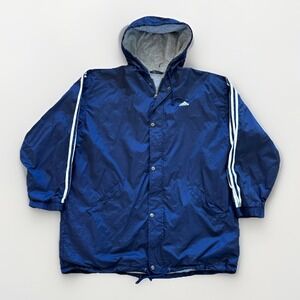 Vintage Adidas Jacket Mens XL Hooded Windbreaker Parka‎ 90s Blue